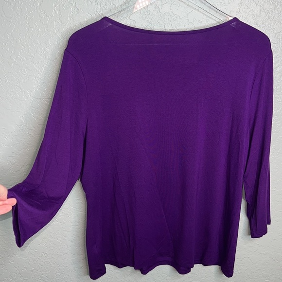 Coldwater Creek 3 Quarter Inch Sleeve Purple Top - Picture 6 of 6